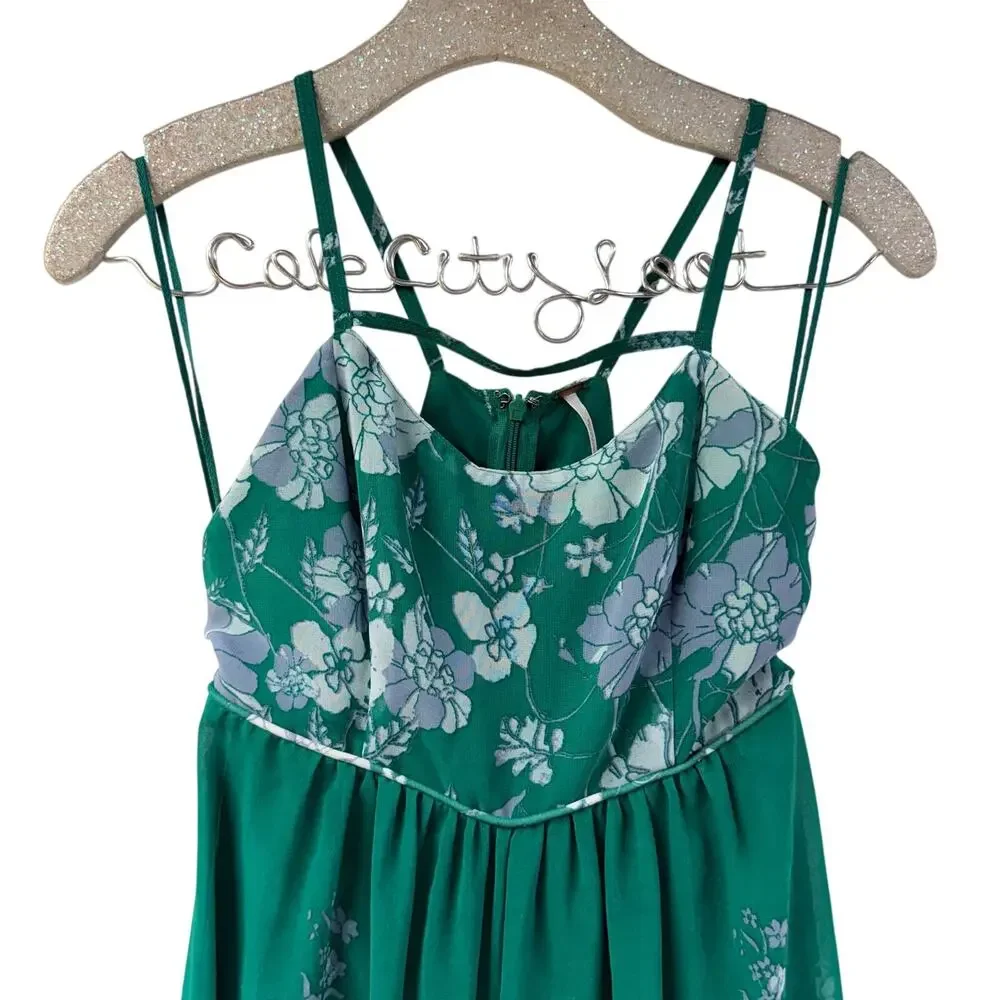 Free People Green Floral Jumpsuit 0 Strappy